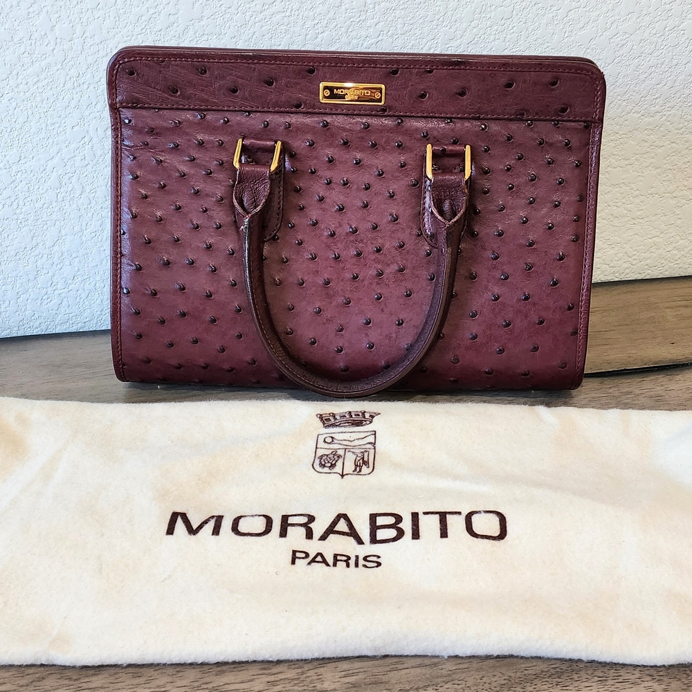 Authentic Morabito Ostrich Burgundy Handbag